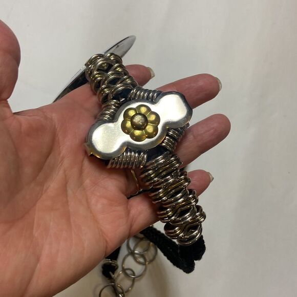 VTG,Concho 1980s Metal And Rope Armor Shield Waste Tone Silver & Gold Belt Women main image 5